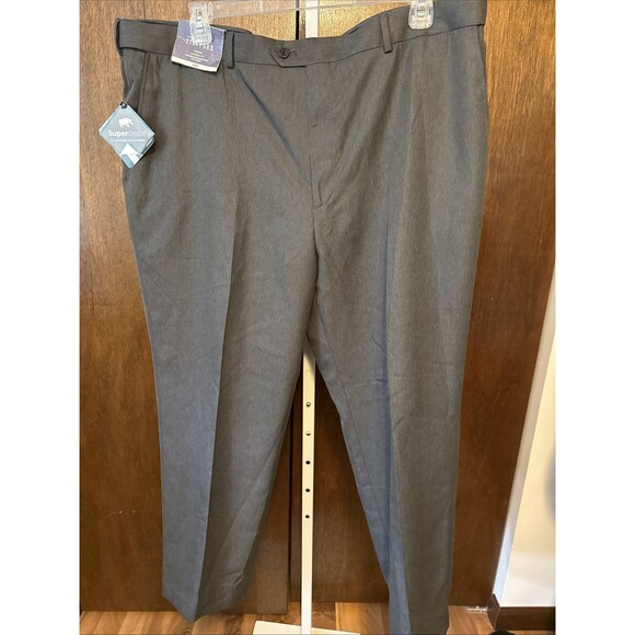 New Stafford Travel Classic Fit Men’s 44x30 Pants Super Crease Charcoal Gray - Picture 8 of 9